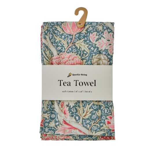 William Morris Cray Tea Towels – Set of 2 | 100% Cotton Botanical Dish Towels