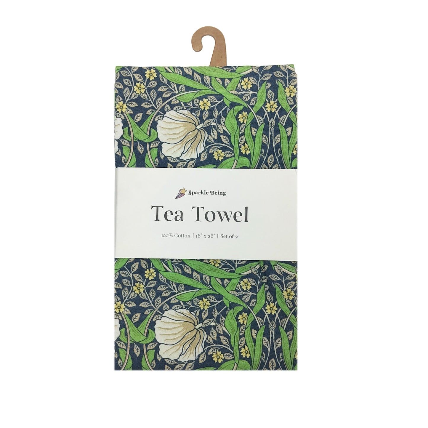 William Morris Green Pimpernel Tea Towels – Set of 2 | 100% Cotton Botanical Dish Towels