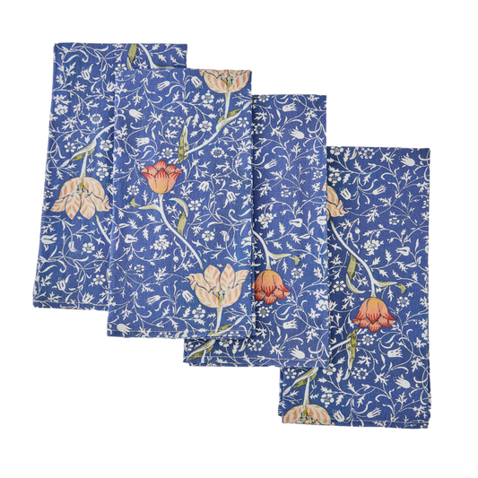 William Morris Medway Napkins – Set of 4 | 100% Cotton Reusable Floral Dinner Napkins