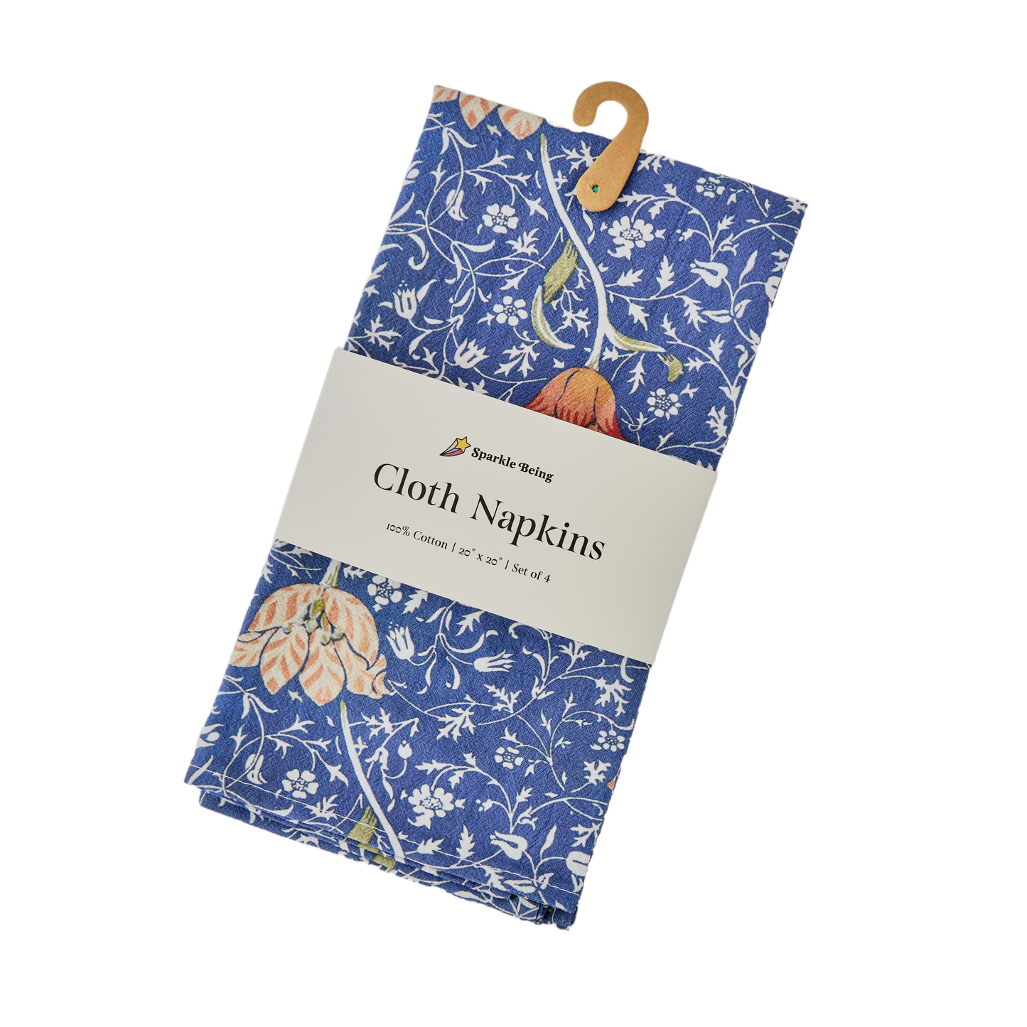 William Morris Medway Napkins – Set of 4 | 100% Cotton Reusable Floral Dinner Napkins