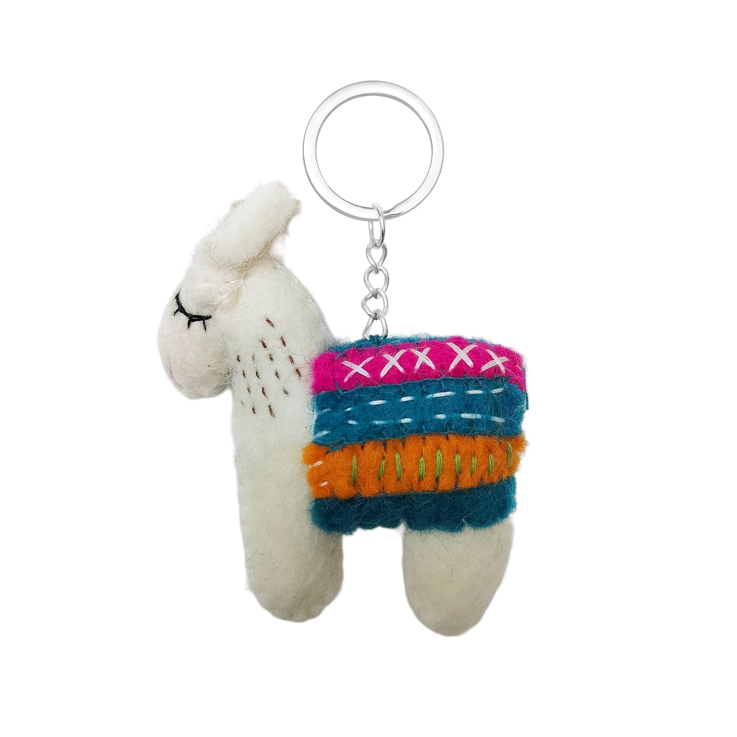 Wool Felt Llama Keychain – Colorful Wool Bag Charm, Cute Alpaca Key Ring
