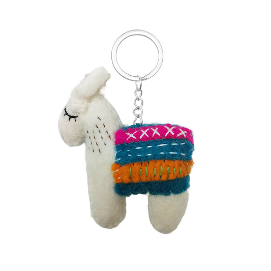 Wool Felt Llama Keychain – Colorful Wool Bag Charm, Cute Alpaca Key Ring