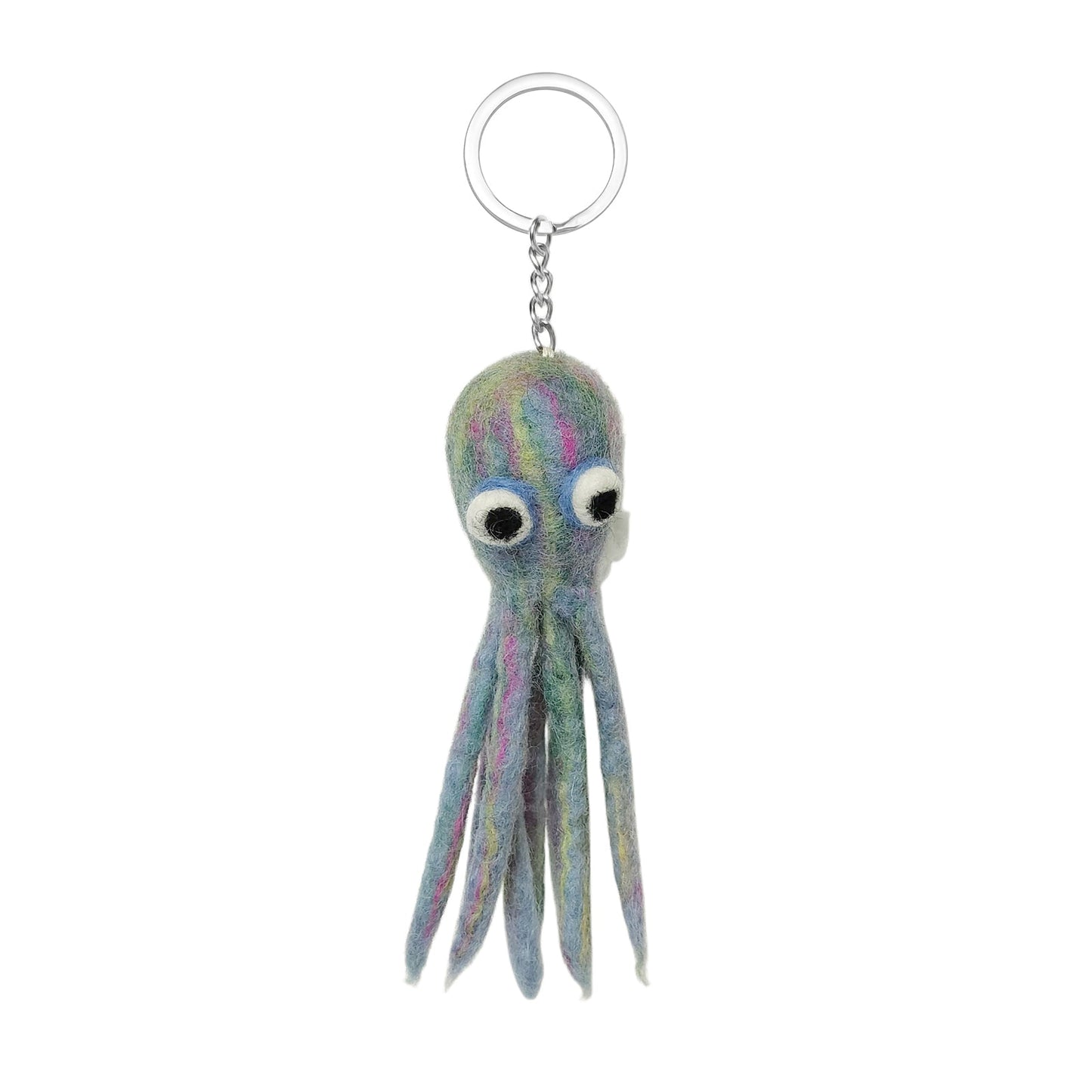 Wool Felt Octopus Keychain – Bag Charm, Cute Ocean Animal Key Ring