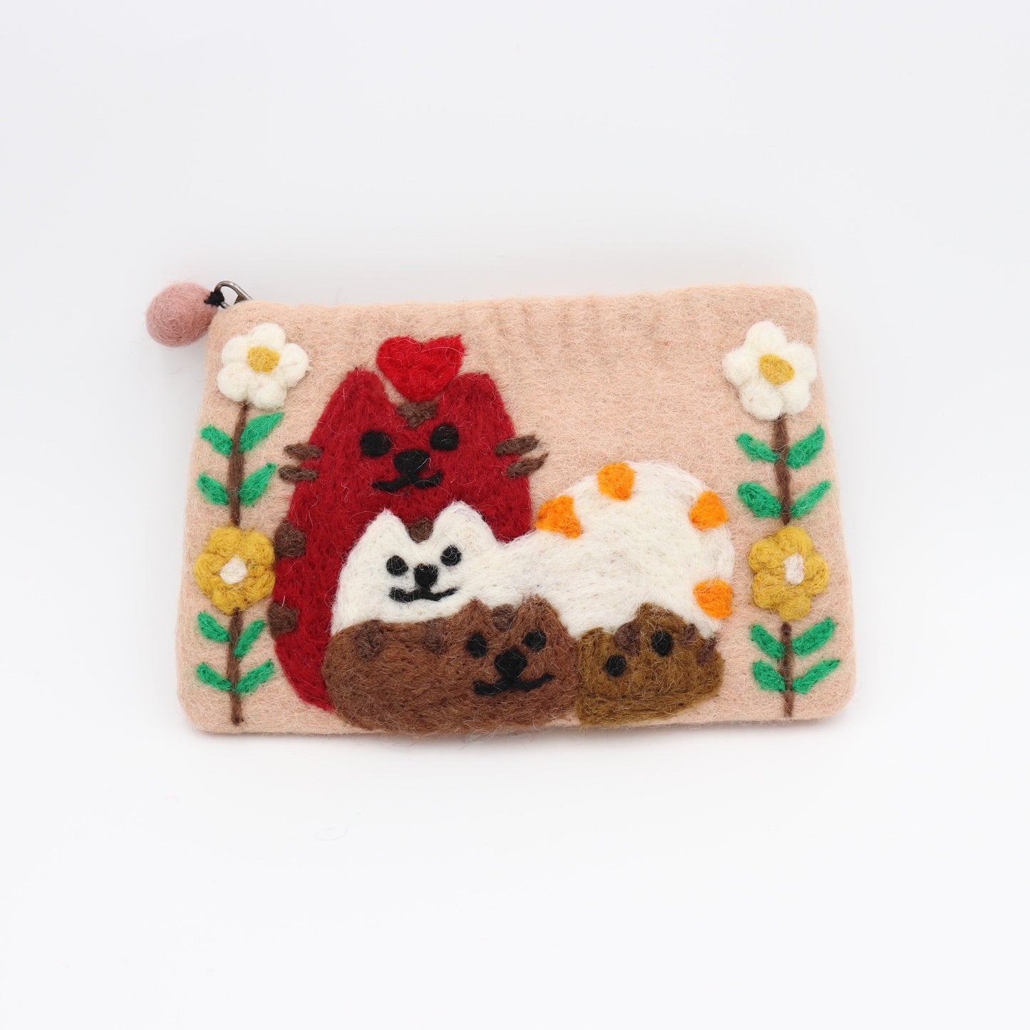 Calico Cat Cuddle Crew Wool Felt Pouch
