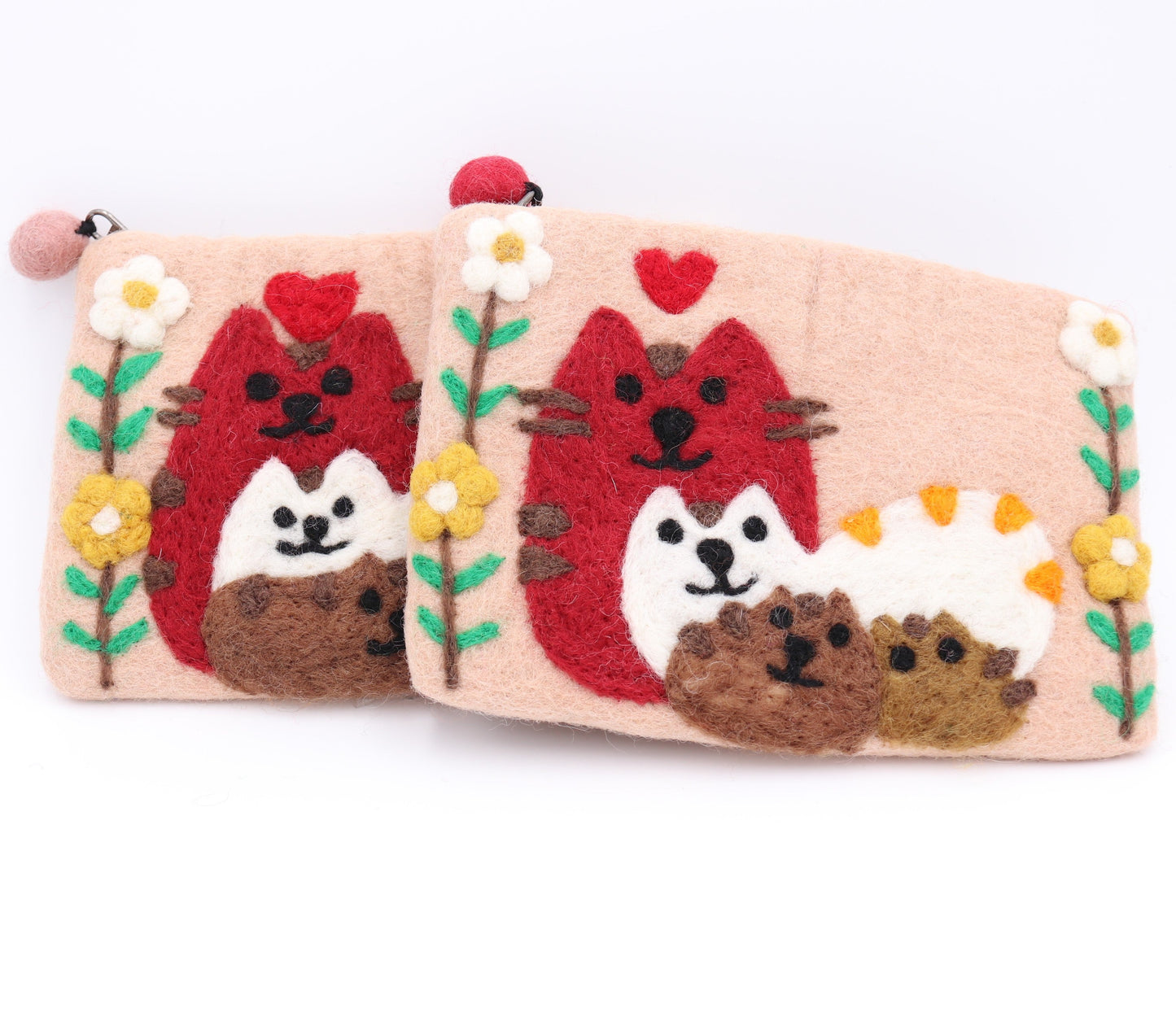 Calico Cat Cuddle Crew Wool Felt Pouch