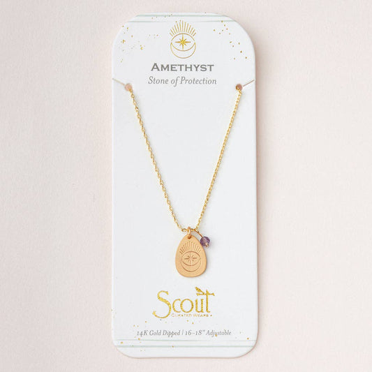 Scout Curated Wears - Stone Intention Charm Necklace - Amethyst/Gold
