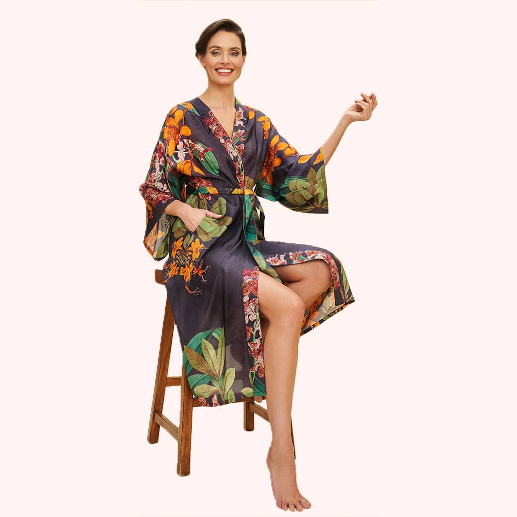 Powder Design inc - US - Botany Bliss in Charcoal Kimono Gown
