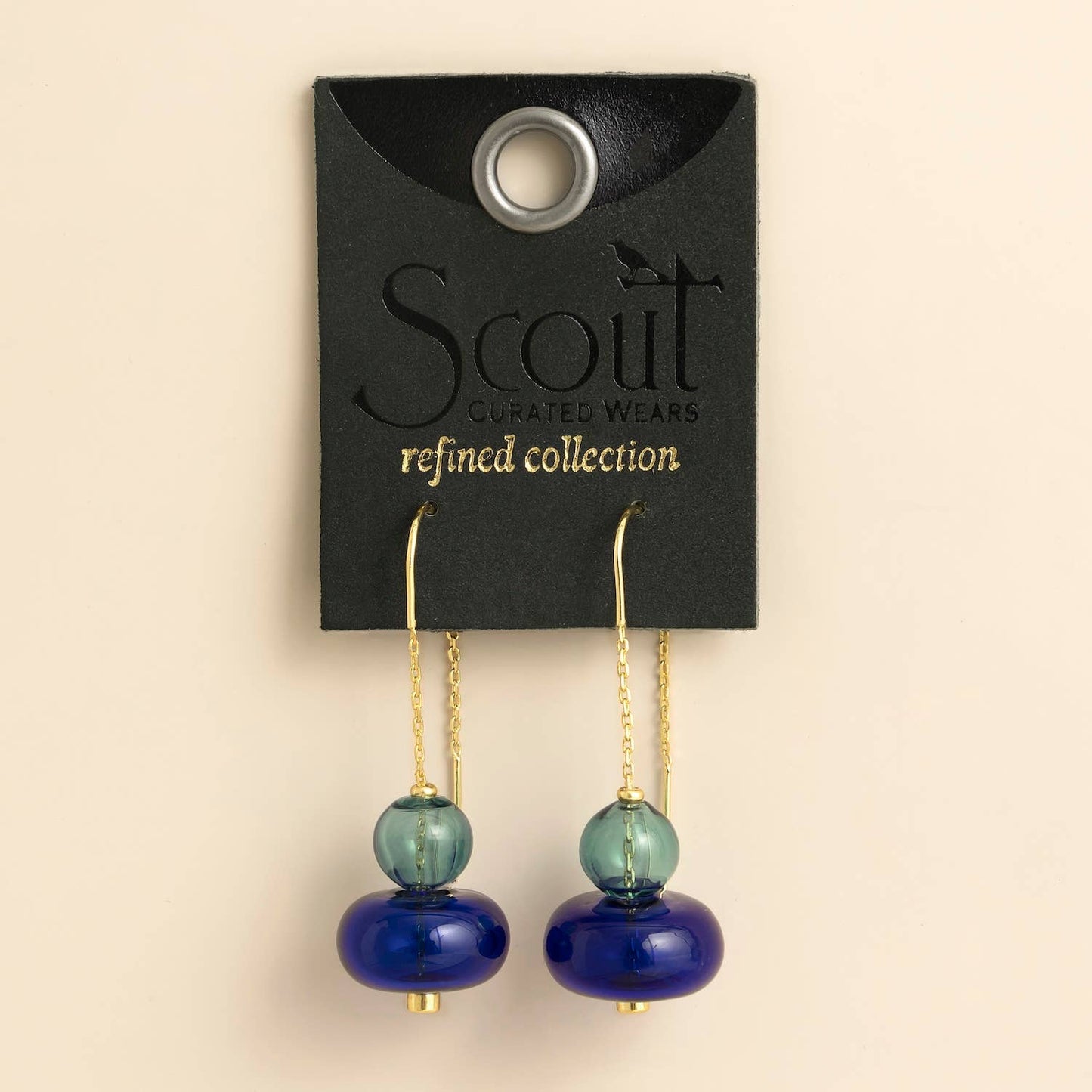 Scout Curated Wears - Refined Glass Stacked Threader - Teal/Blue/Gold
