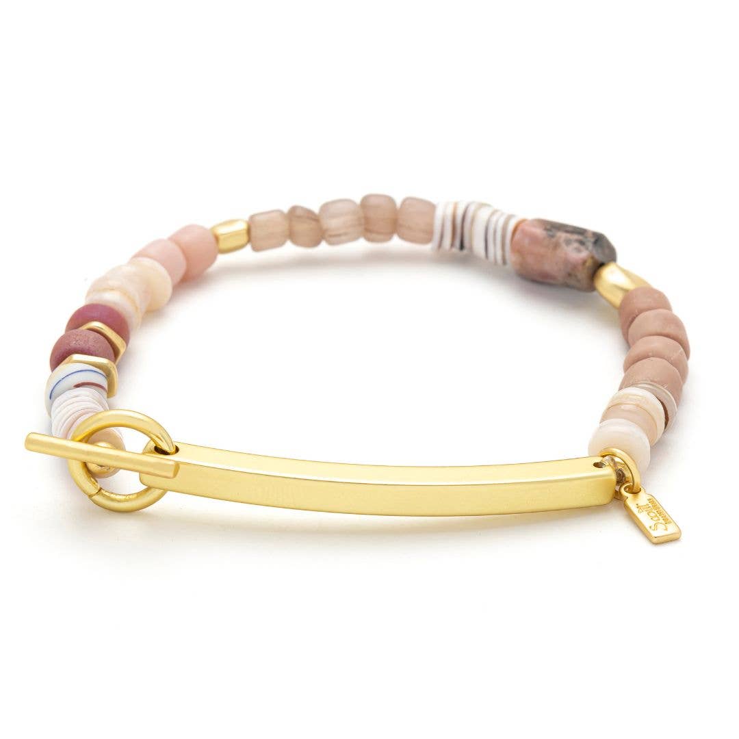 Scout Curated Wears - Hidden Message Bracelet - Loved/Rhodochrosite/Gold