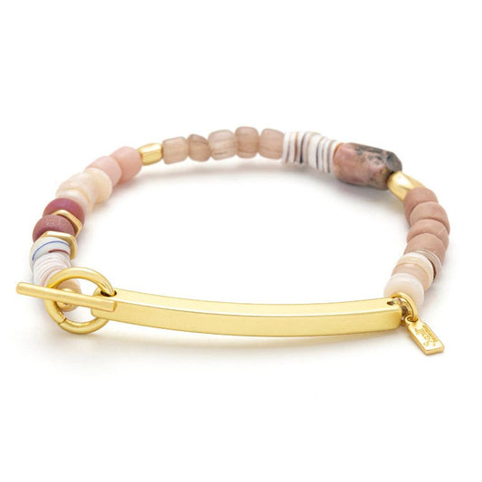 Scout Curated Wears - Hidden Message Bracelet - Loved/Rhodochrosite/Gold