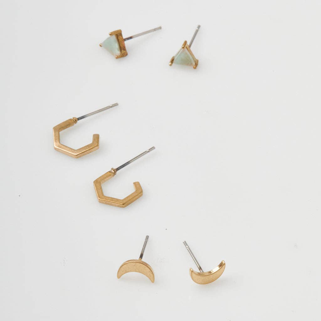 Scout Curated Wears - Ella Stud Trio - Gold