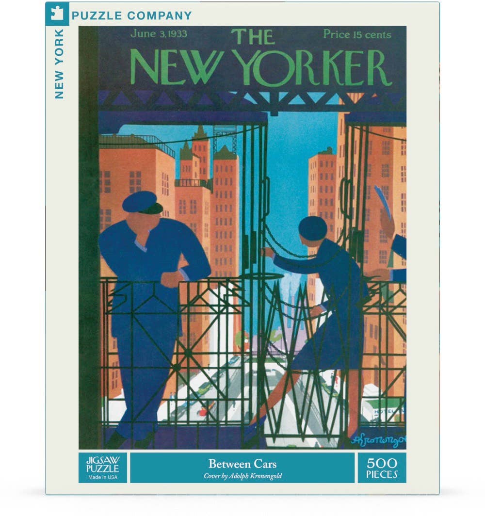 New York Puzzle Company - Between Cars - 500 Piece Jigsaw Puzzle