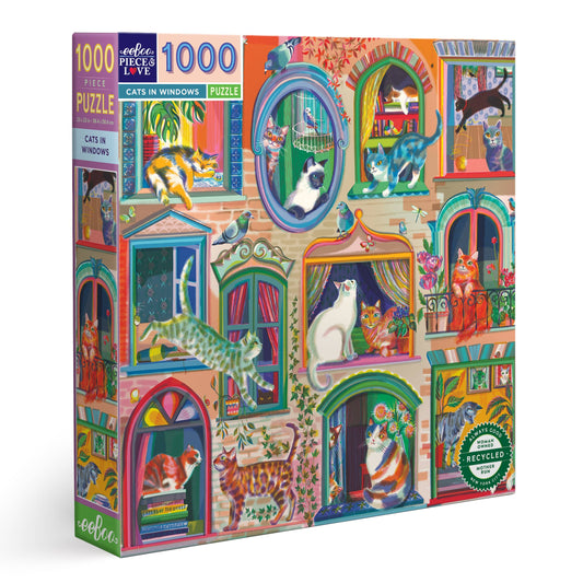 eeBoo - Cats in Windows 1000 Piece Square Puzzle