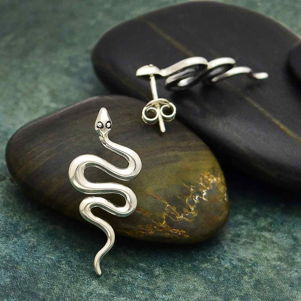 Nina Designs - Large Snake Post Earrings 28x12mm