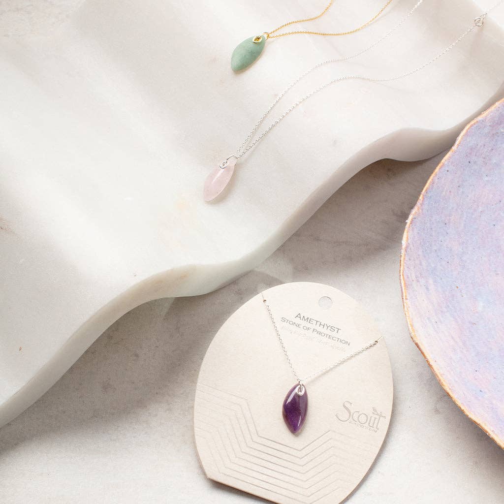 Scout Curated Wears - Organic Stone Necklace Amethyst/Silver - Stone of Protection