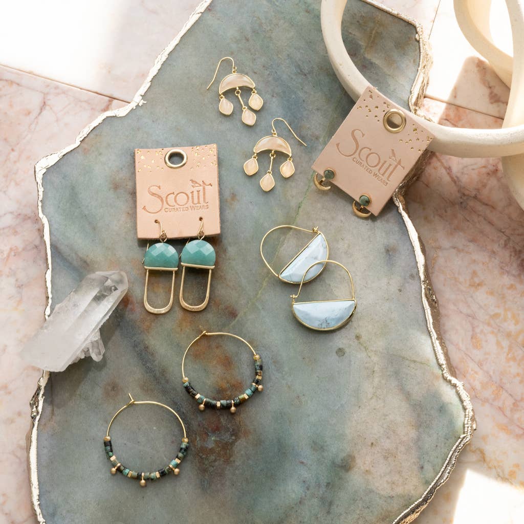 Scout Curated Wears - Stone Crescent Drop Earring - African Turquoise/Gold