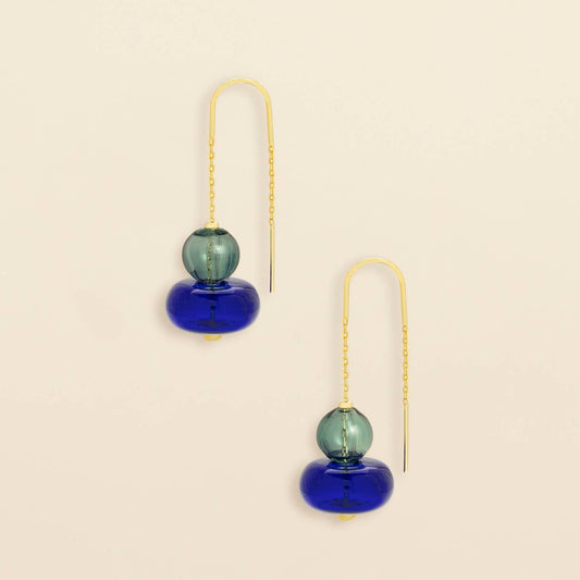 Scout Curated Wears - Refined Glass Stacked Threader - Teal/Blue/Gold