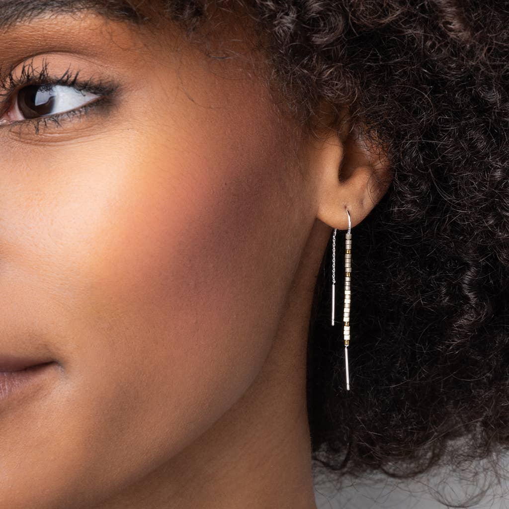 Scout Curated Wears - Chromacolor Miyuki Thread Earring - Dark Multi/Gold