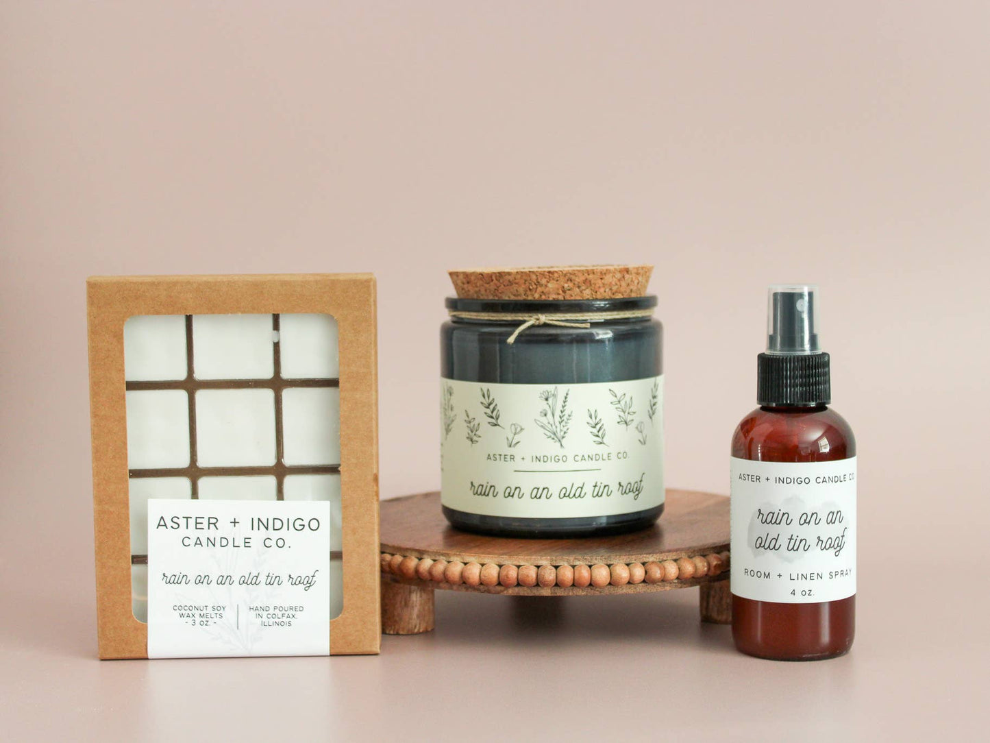 Aster + Indigo Candle Co. - Rain on an Old Tin Roof | Soy Candle