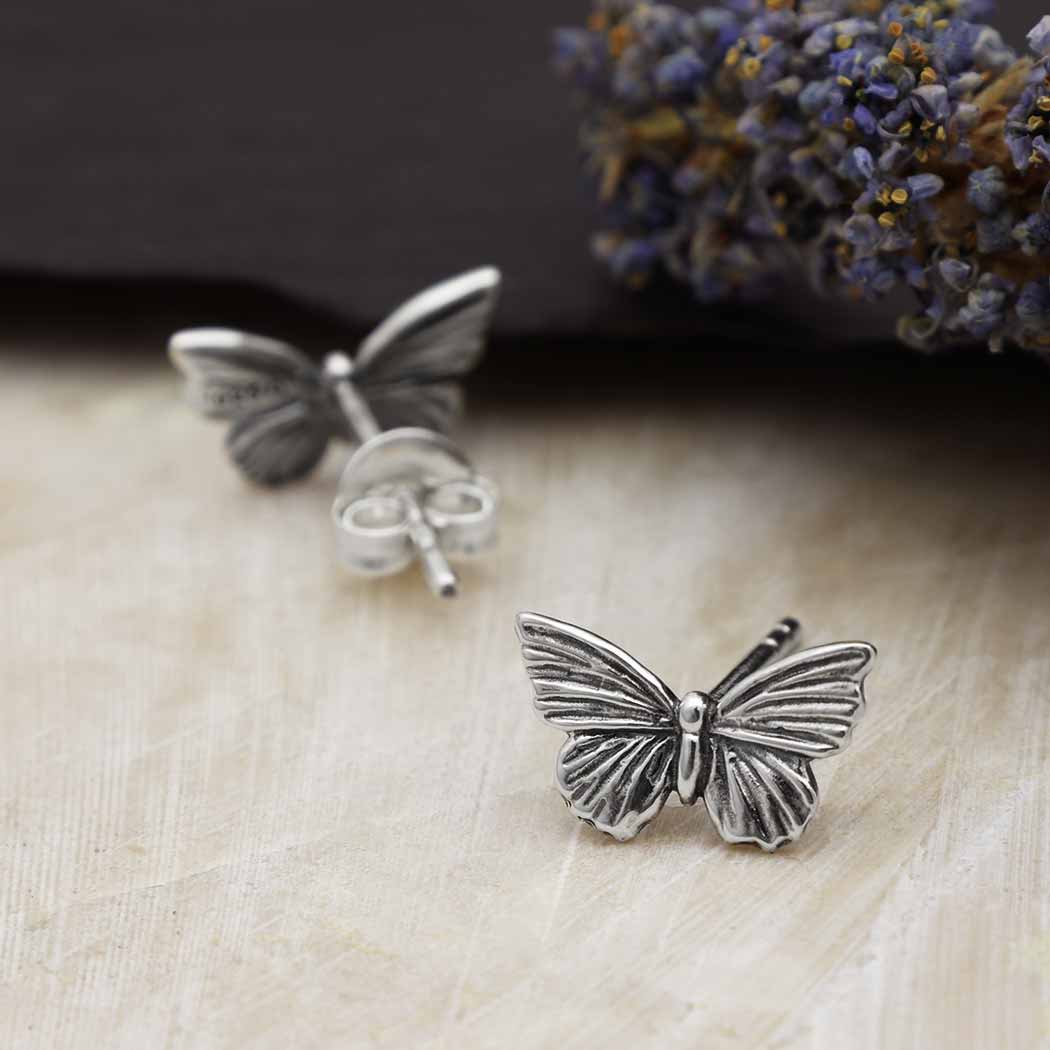 Nina Designs - Textured Butterfly Post Earrings 7x11mm