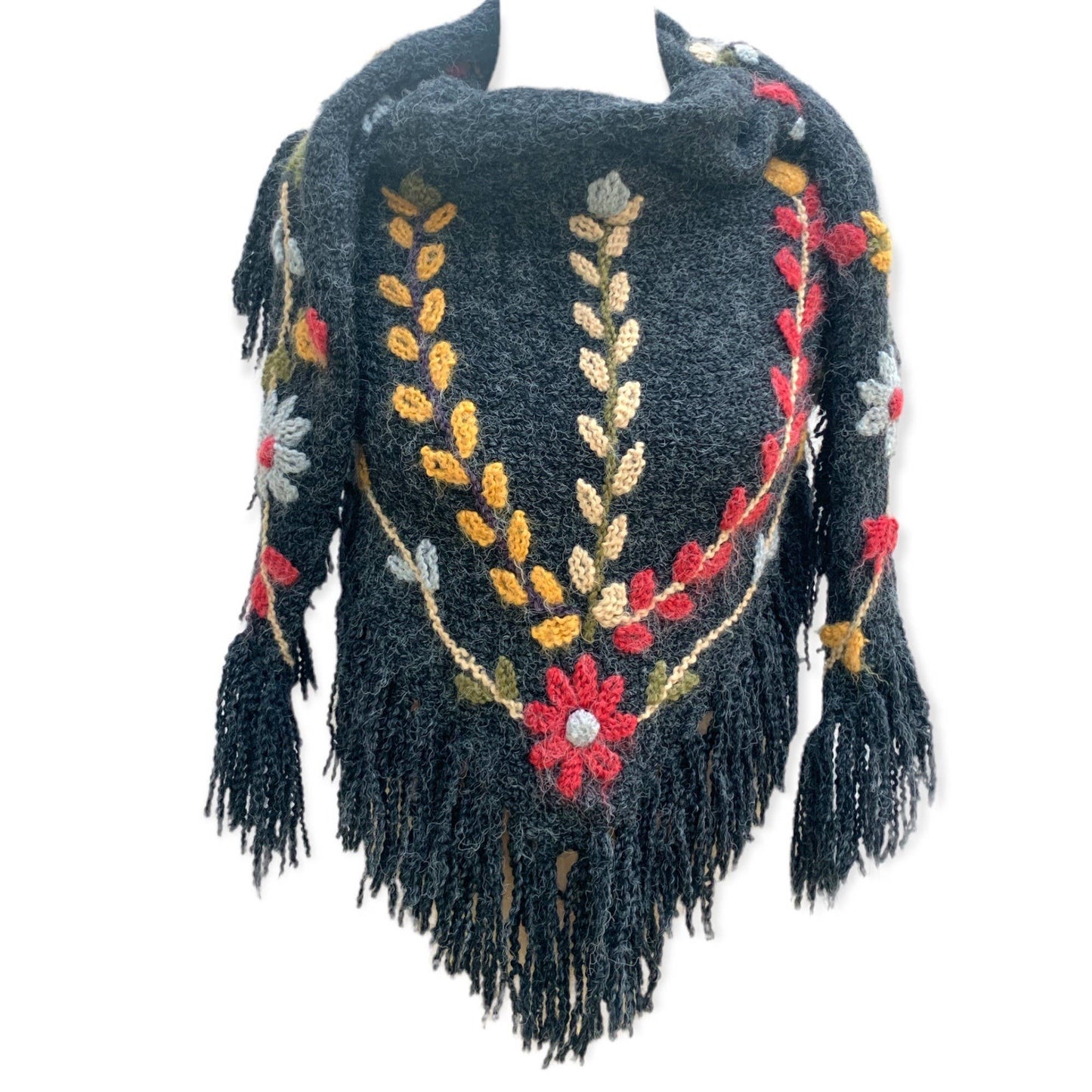 Peruvian Trading Company - Embroidered Flower Vine Shawl-SA64