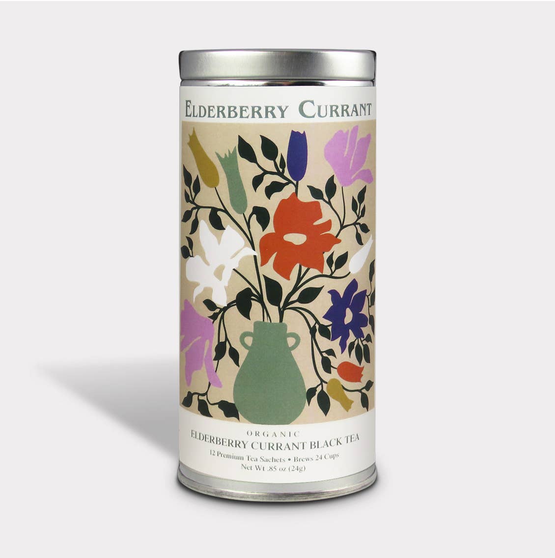 The Tea Can Company - Fluer Nuevo Elderberry Currant Tea Sachets -Tall Tin