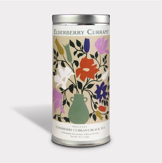 The Tea Can Company - Fluer Nuevo Elderberry Currant Tea Sachets -Tall Tin
