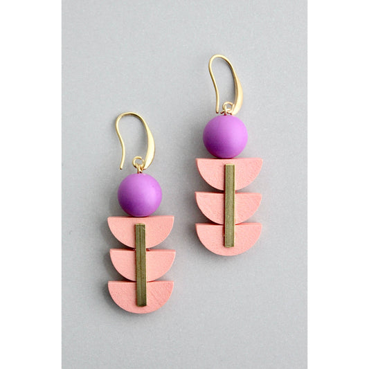 David Aubrey Jewelry - GNDE60 pink and purple geometric earrings