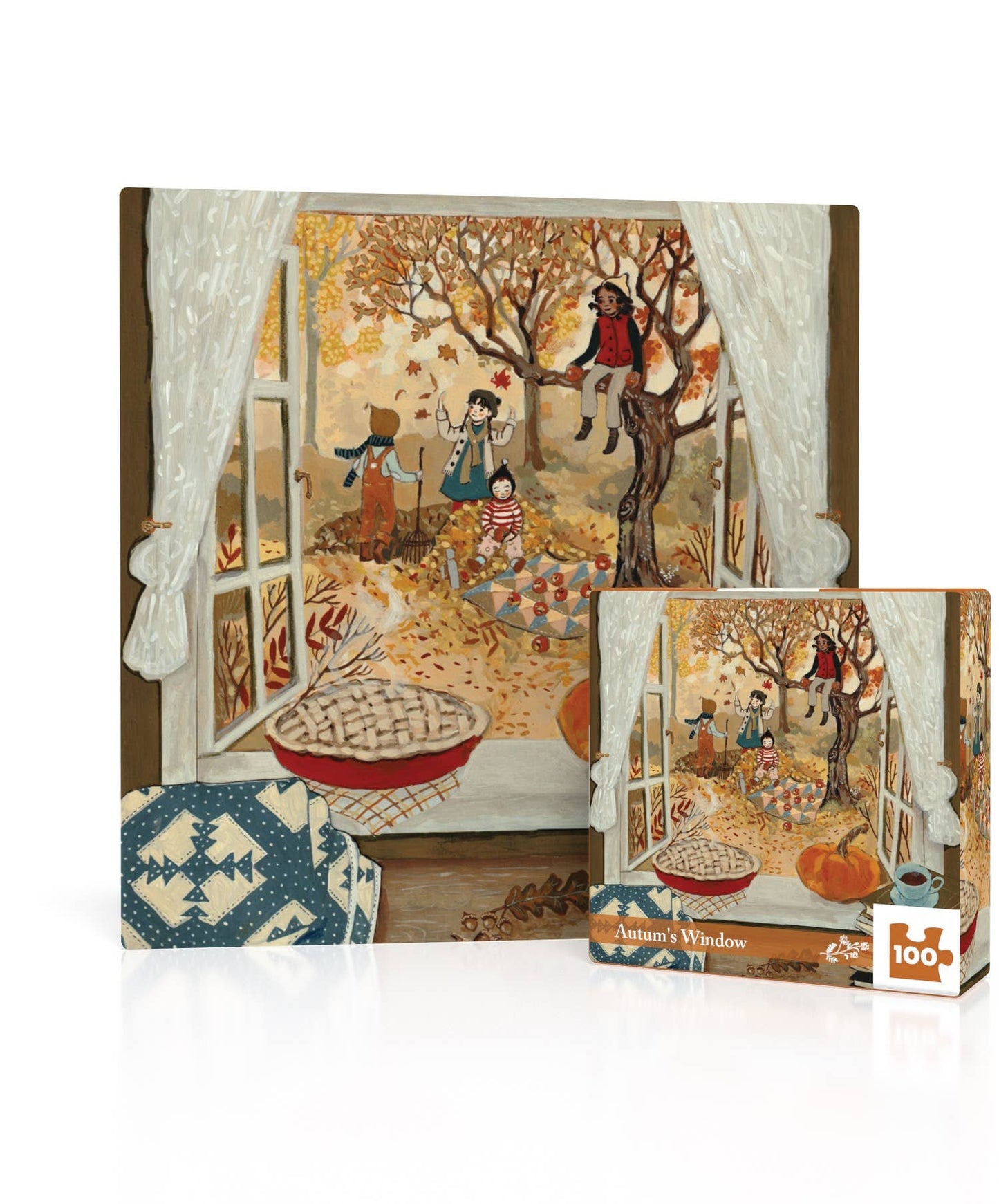 New York Puzzle Company - Autumn's Window Mini - 100 Piece Mini Puzzle
