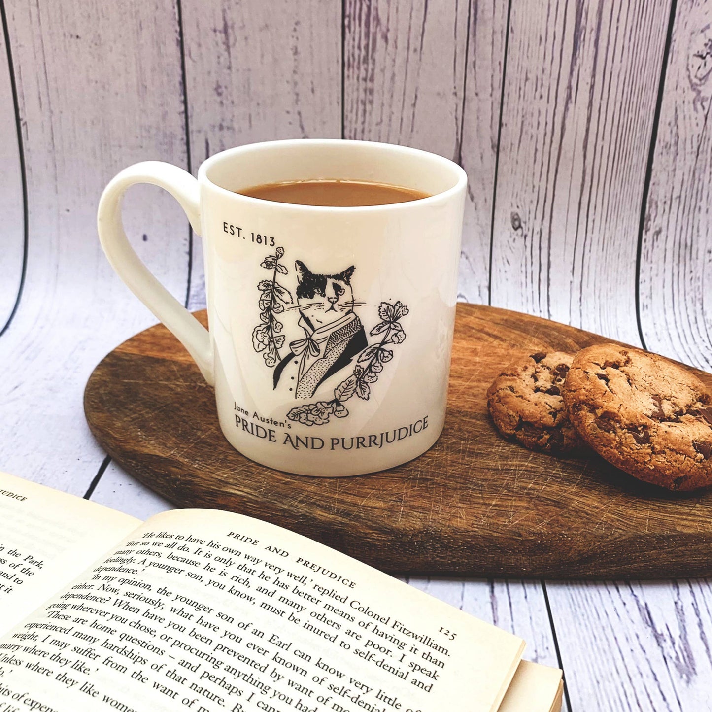 GiftSmith - Jane Austen's Mr Darcy Literary Cat Bone China Mug