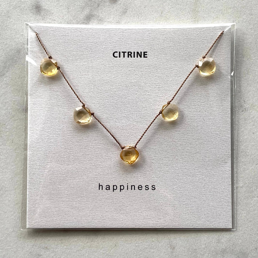 Soulsilk - Citrine 5 Stone Necklace- Happiness