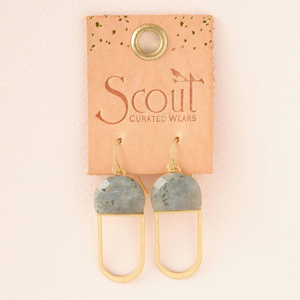 Scout Curated Wears - Modern Stone Chandelier Earring - Labradorite/Gold