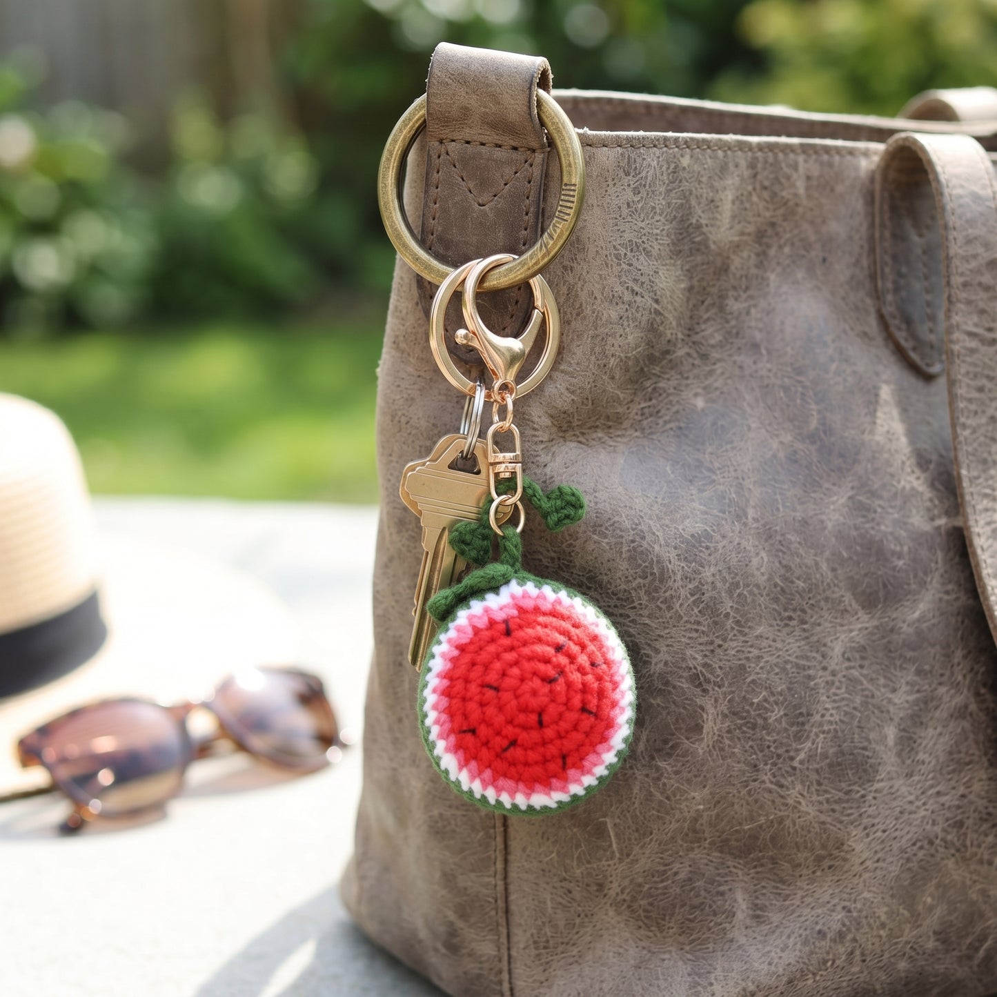 Hand-Knitted Watermelon Keychain keeps Summertime Alive