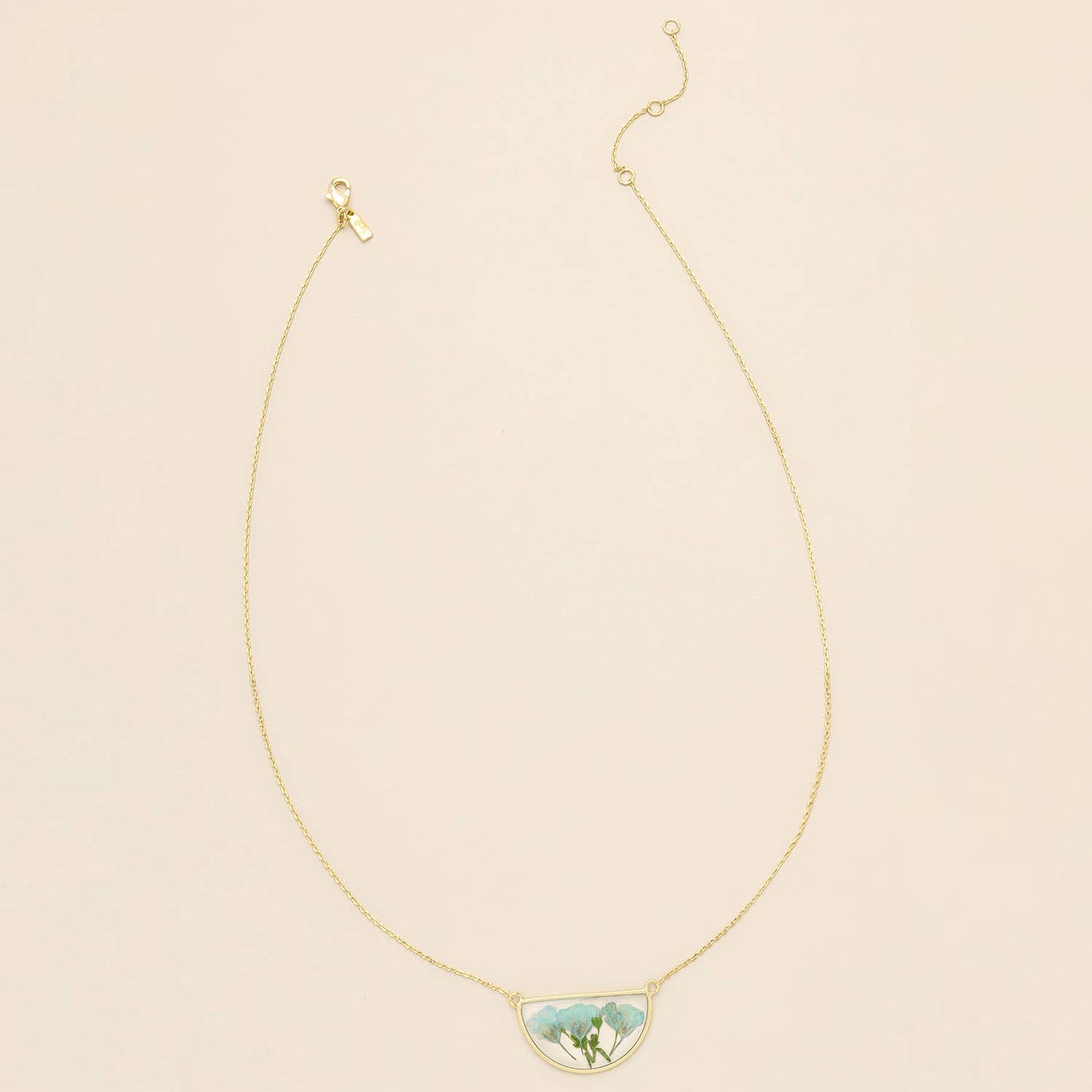 Scout Curated Wears - Pressed Flower Necklace - Blue Baby's Breath/Gold