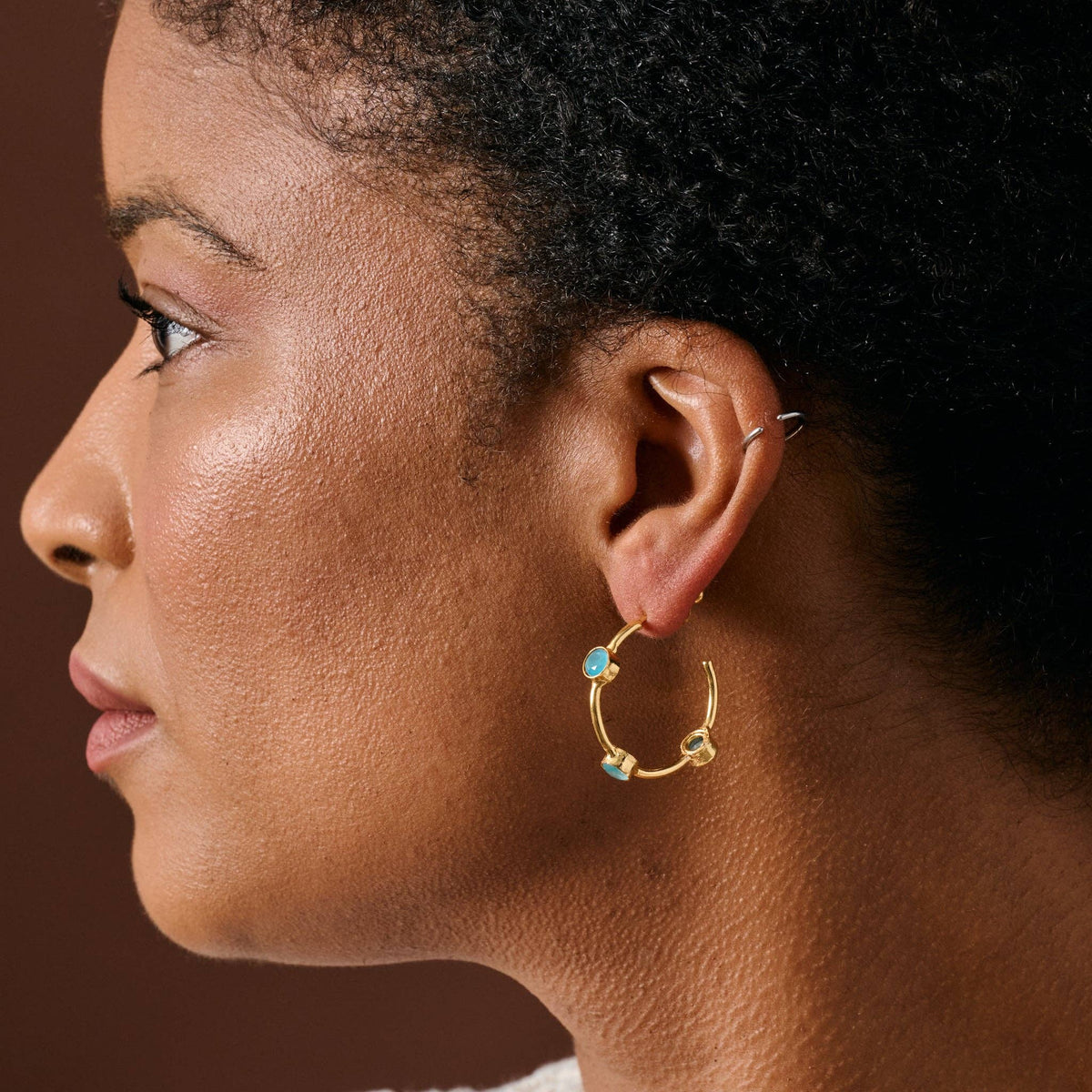 Ten Thousand Villages - Mira Chalcendony Hoop Earrings
