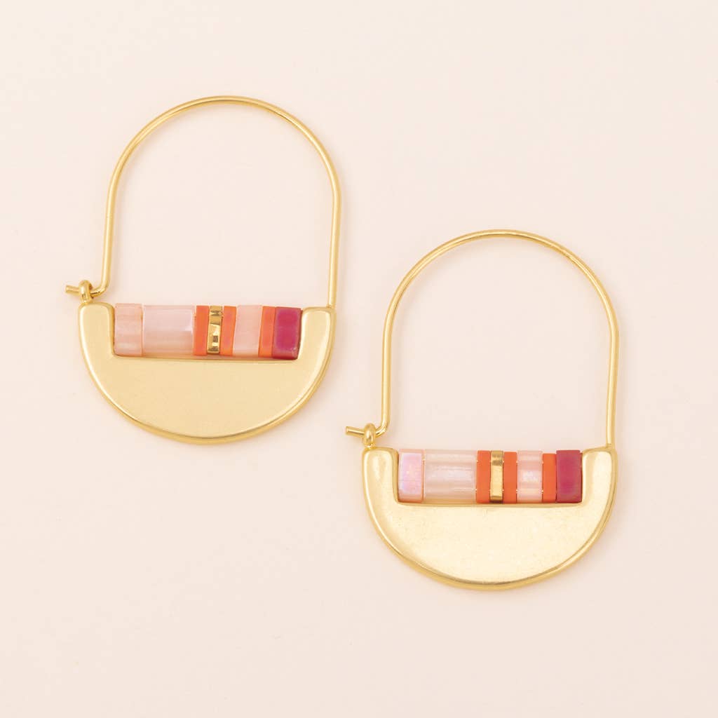 Scout Curated Wears - Good Karma Miyuki Crescent Hoop - Pink Multi/Gold