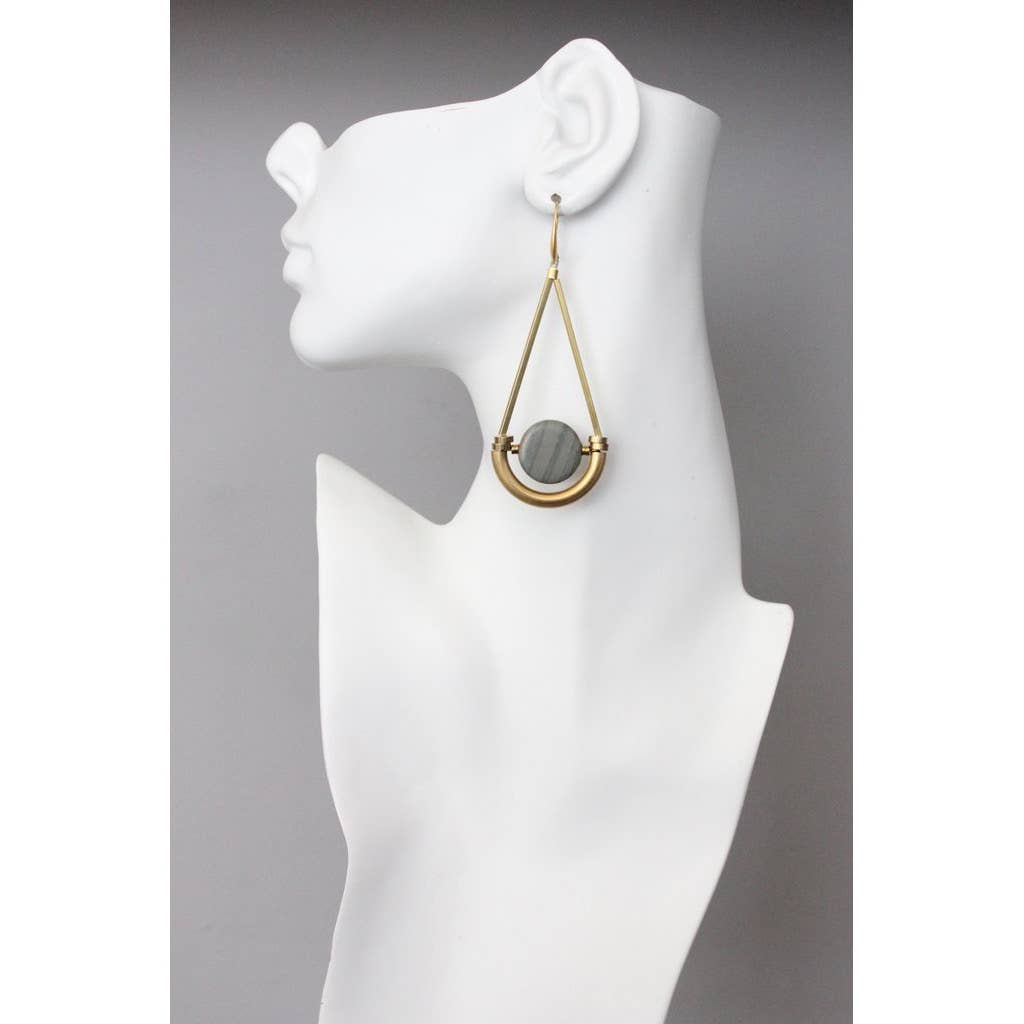 David Aubrey Jewelry - ATHE39 Brass and jasper earrings