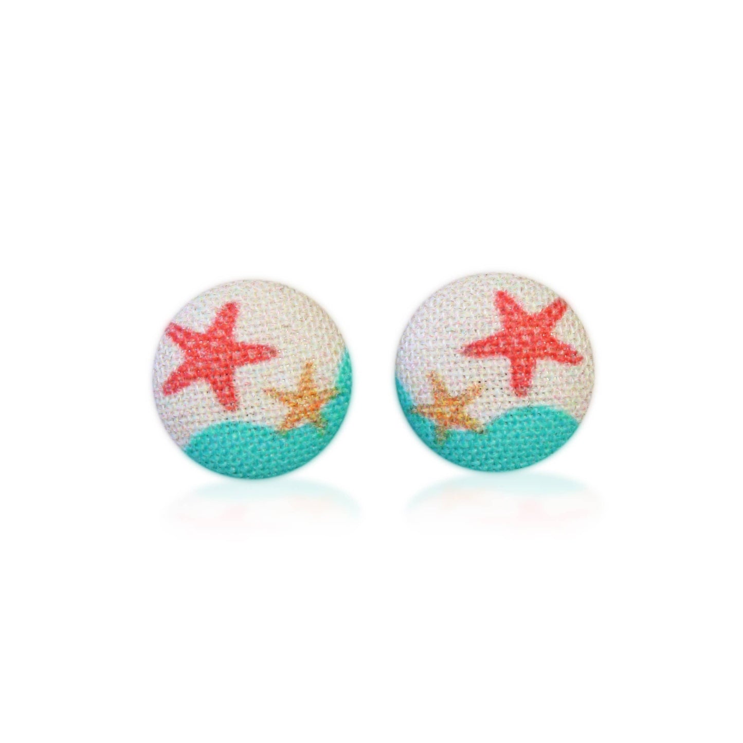 Rachel O's - Beach Fabric Button Earrings