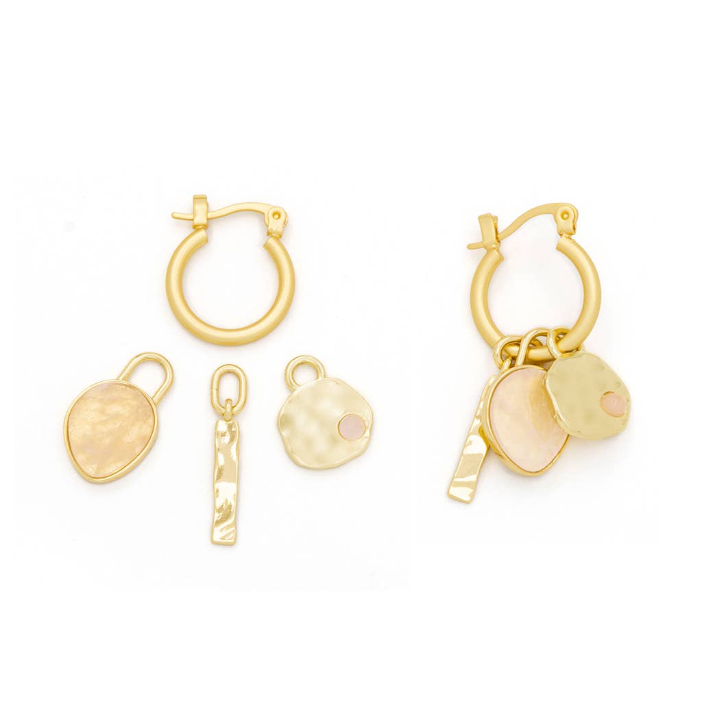 Scout Curated Wears - Interchangeable Charm Earring - Rose Quartz/Love/Gold