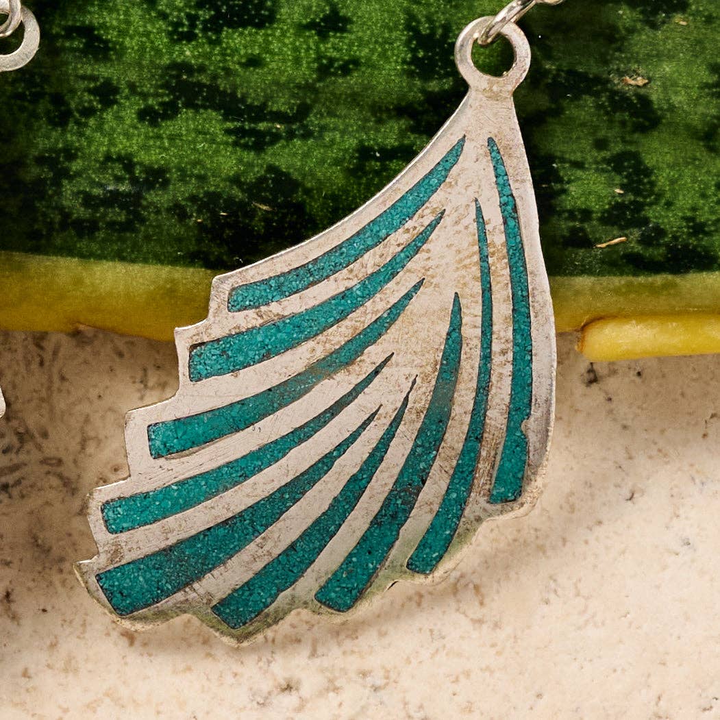 Ten Thousand Villages - Cila Turquoise & Metal Dangle Wing Earrings