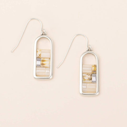 Scout Curated Wears - Good Karma Miyuki Frame Earring - Ivory/Silver