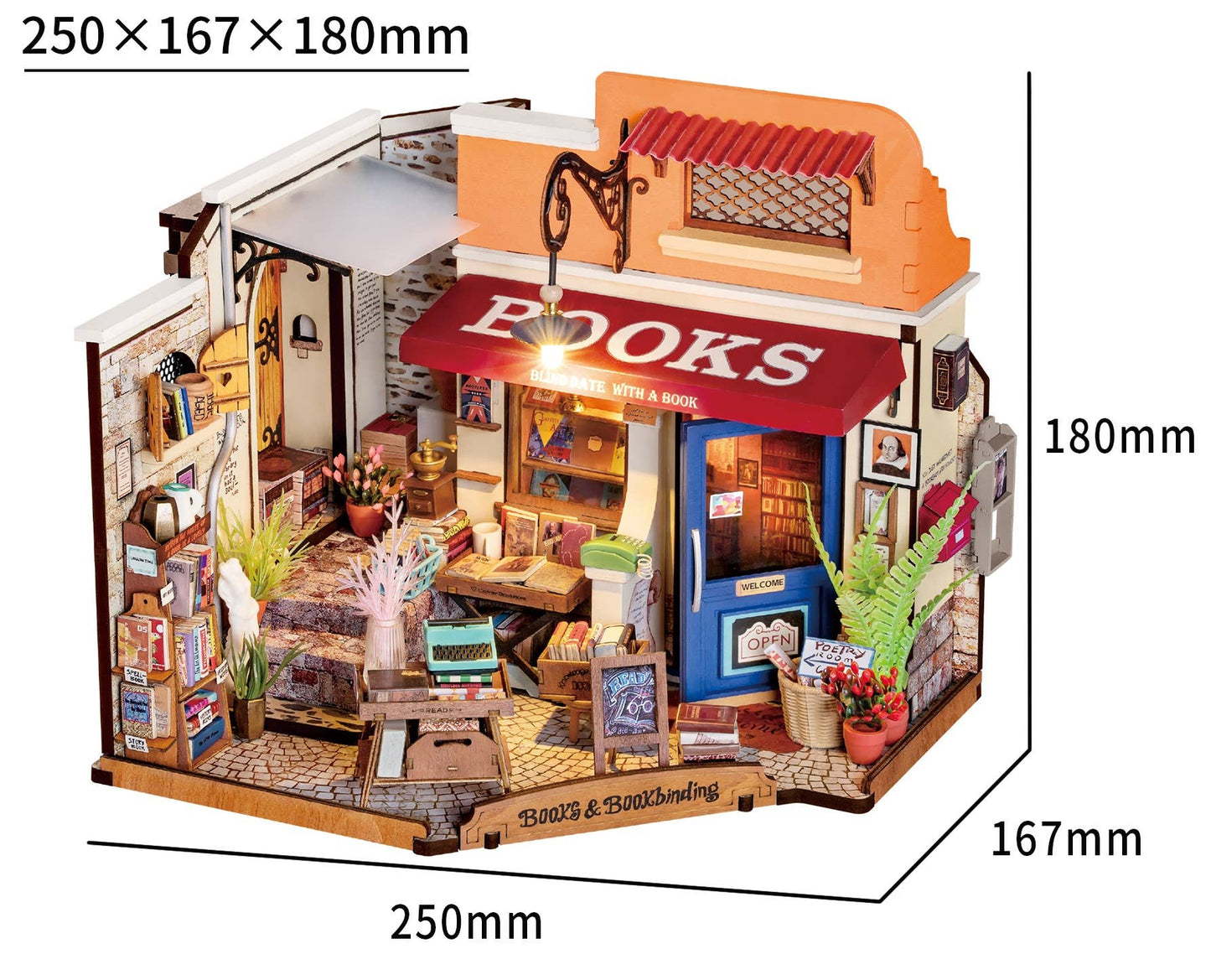 Robotime - DG164 Corner Bookstore Rolife DIY Miniature House Kit