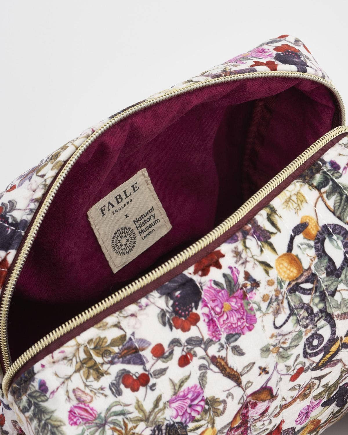 Fable England - FABLE Floral Engravings Large Velvet Cosmetic Bag