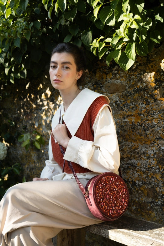 Magical Mushroom Embroidered Circle Purse