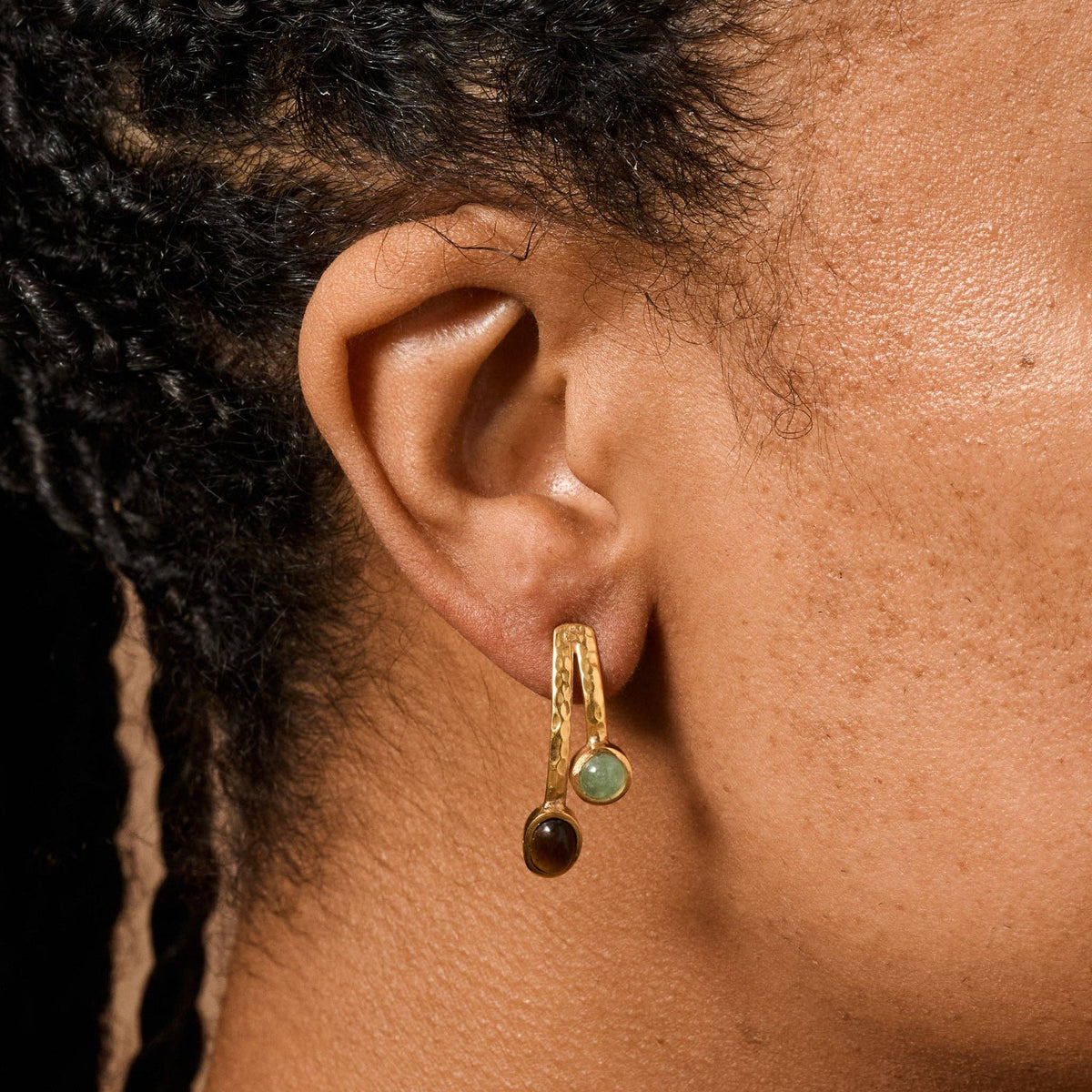 Ten Thousand Villages - Sanja Tiger + Glass Stone Post Earrings