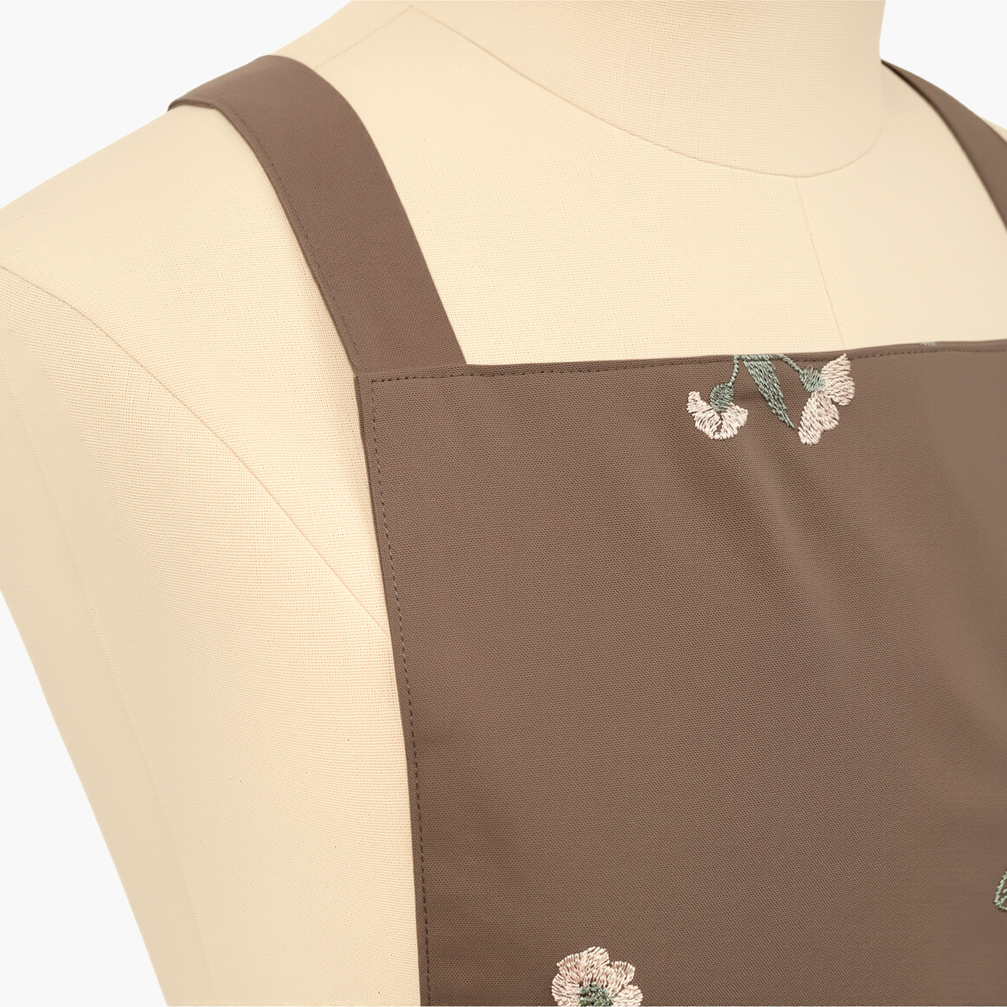 Vintage Cotton Apron with Puffed Shoulder Straps – Grey Floral