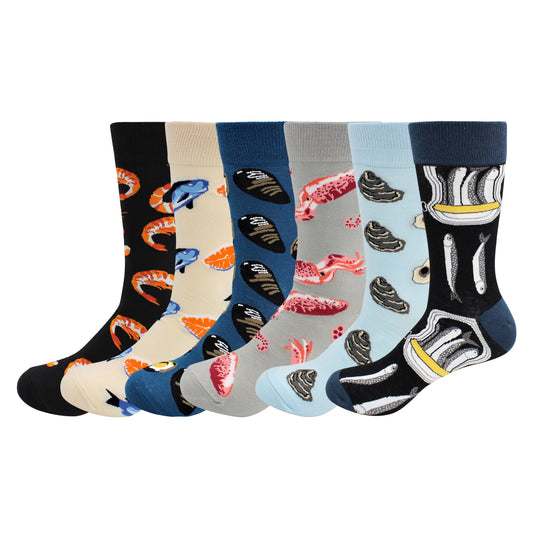 Seafood Socks - Oyster, Shrimp, Salmon - Fun, Comfy Socks