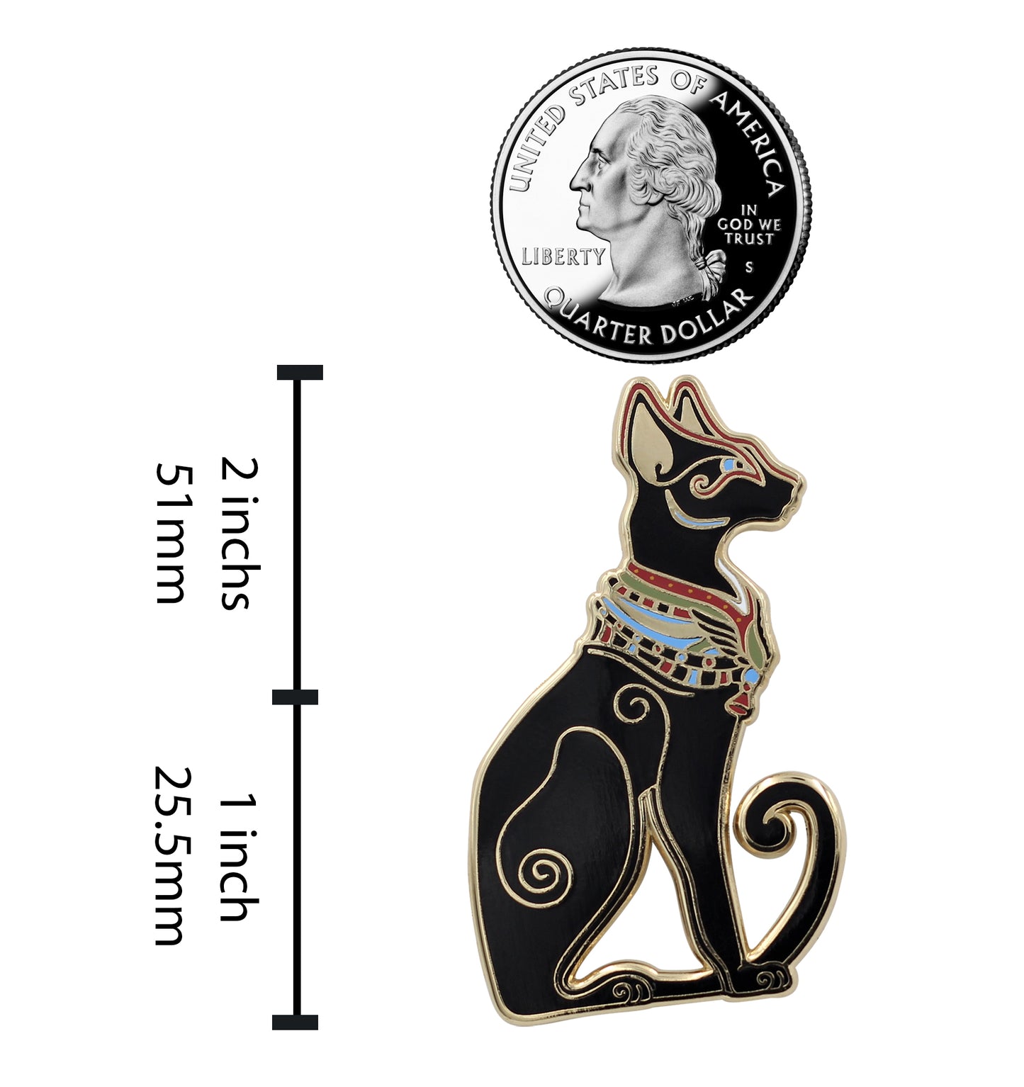 Egyptian Cat Pin - Mystic, Regal, Black Cat Enamel Pin