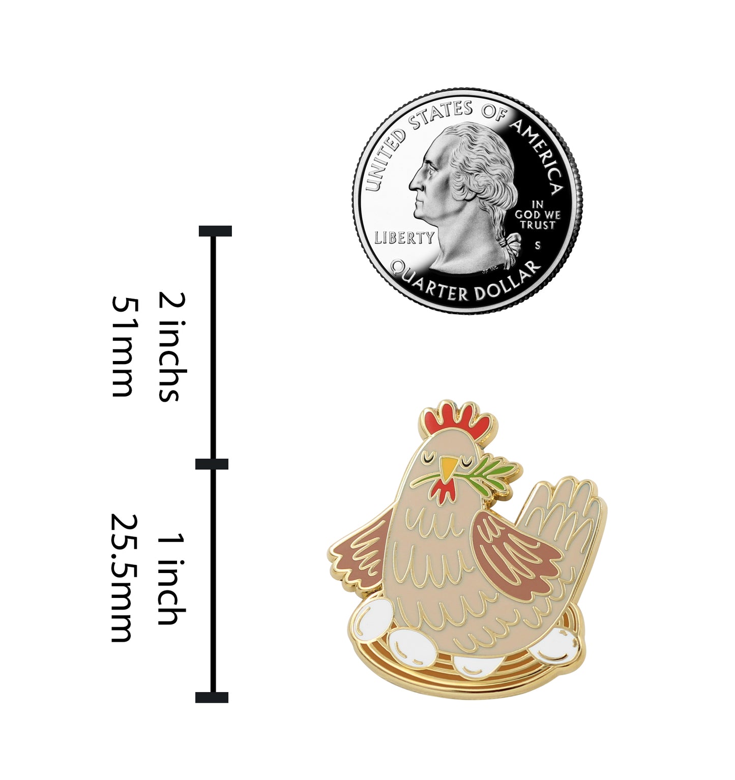 Chicken with Eggs Pin – Adorable Hen with Nest Enamel Pin