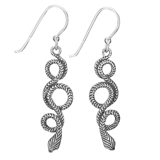 Tiger Mountain Jewelry - Slithering Snake Sterling Silver Dangle Earrings